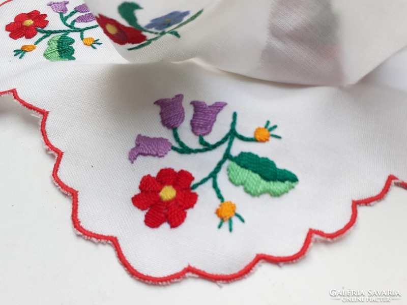 Retro Kalocsa old embroidered textile Easter egg basket with folk table ornament needlework