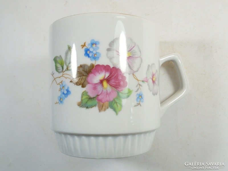 Retro régi jelzett Zsolnay porcelán bögre virágmintás