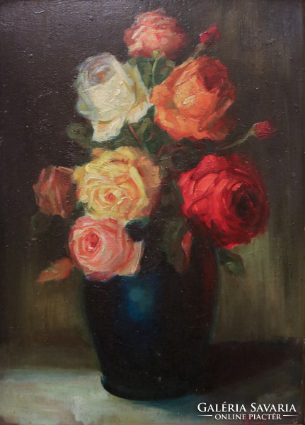 Flower still life with Hungarian marking