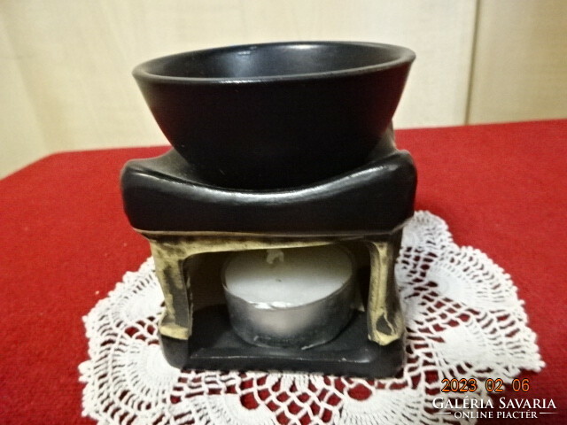 Russian glazed ceramic vaporizer, candle holder. Jokai.