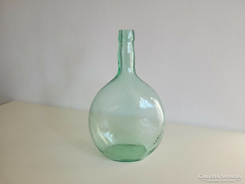 Old 3 liter turquoise green glass bottle ham glass with convex surface