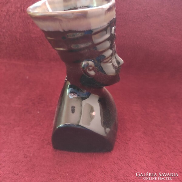 Egyptian pharaonic ceramic candle holder, essential oil vaporizer black glazed