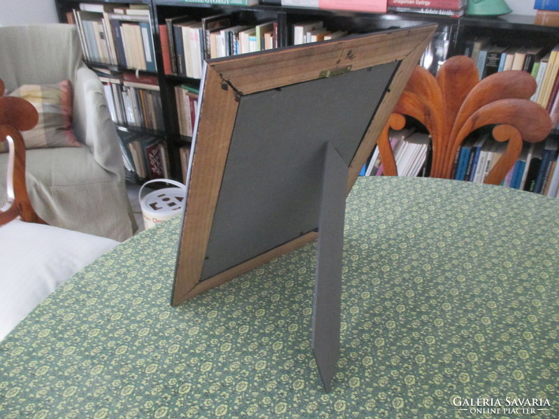 Classic black wooden picture frame with glass, back, in mint condition