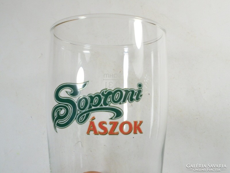 Régi retro kocsmai sörös sör pohár Soproni Ászok 0,3 liter