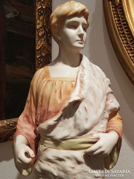 Hatalmas méretű ROYAL DUX porcelán szobor 1900 körül 71 cm
