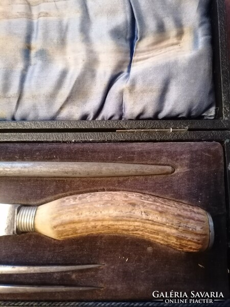 Antique knife, fork, sharpener