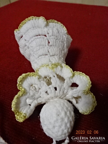 Hand crocheted angel neck, starched, height 8.5 cm. Jokai.