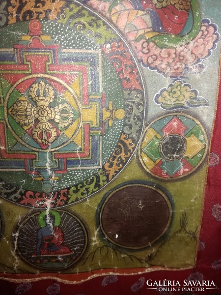 Antique Tibetan Buddhist thangka handcraft - with Sanskrit signs and symbols about 200 years old