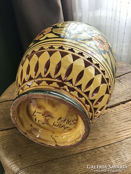 Old Moroccan lâam safi glazed terracotta vase