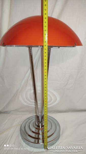Igen ritka szépség Art Deco üveg és krómozott fém asztali lámpa IKEA Kupol lámpa