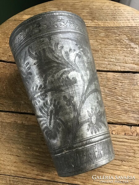 Antique handmade pewter cup