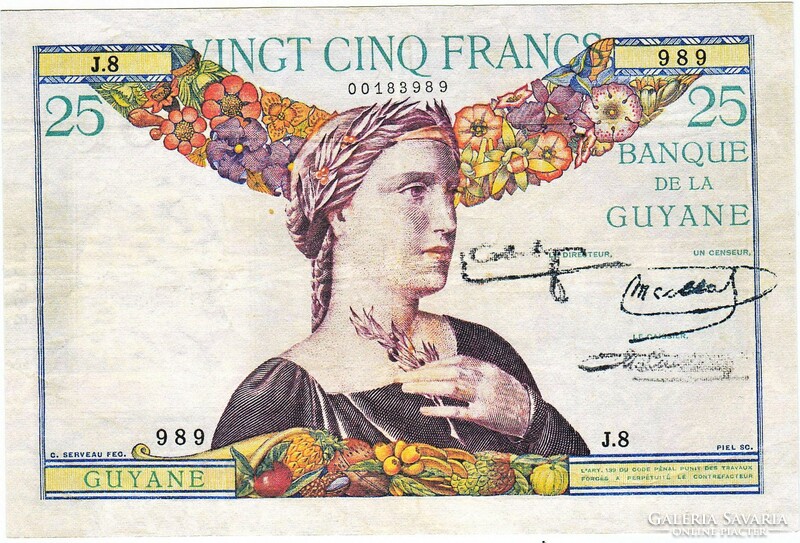 Francia Guyana  25  guyanai frank 1933 REPLIKA