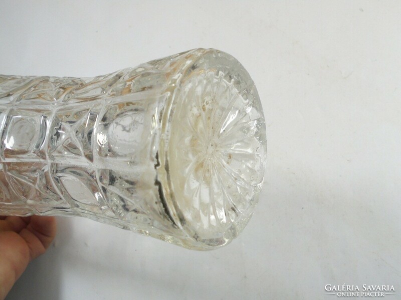 Retro old glass vase with convex pattern