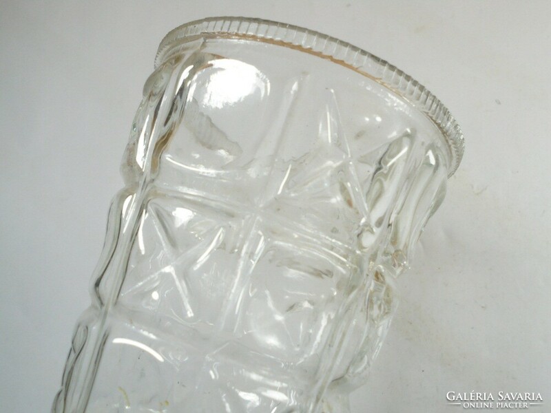 Retro régi üveg váza domború mintás - 18,5 cm magas