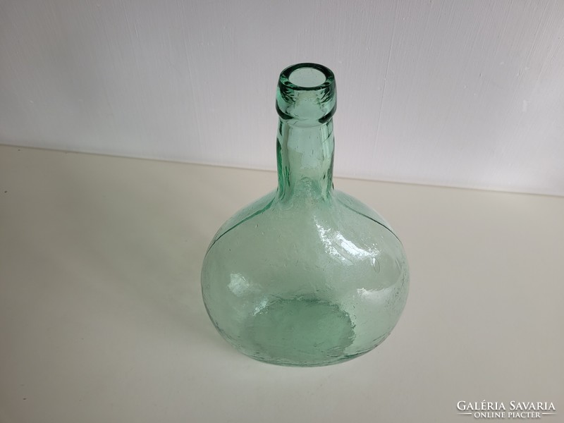 Old 3 liter turquoise green glass bottle ham glass with convex surface