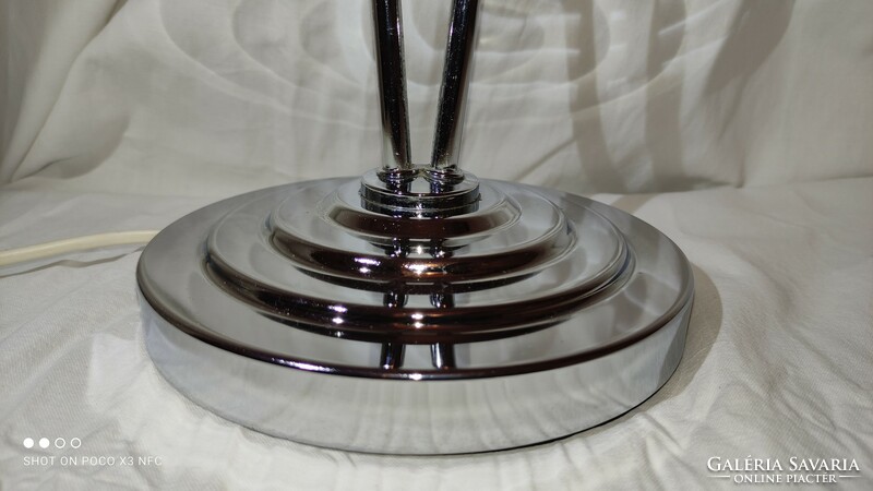 Very rare beauty art deco glass and chrome metal table lamp ikea dome lamp