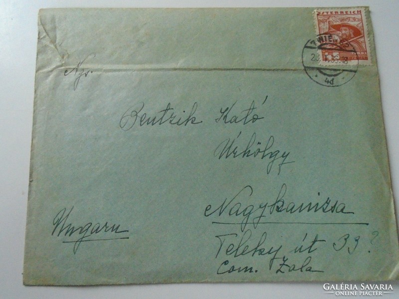 Za406.25 Letter 1936 bentzik kato ﻿- Wien nagykanizsa