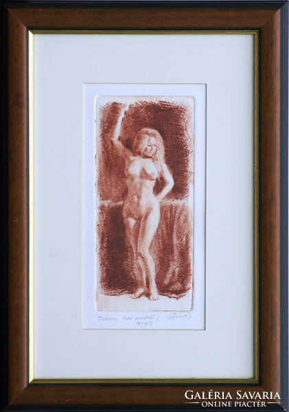 László Gulyás: Venus - framed 28x20 cm - artwork 16x8 cm
