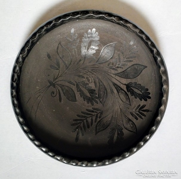 István Fazekas - reed yard black ceramic decorative plate
