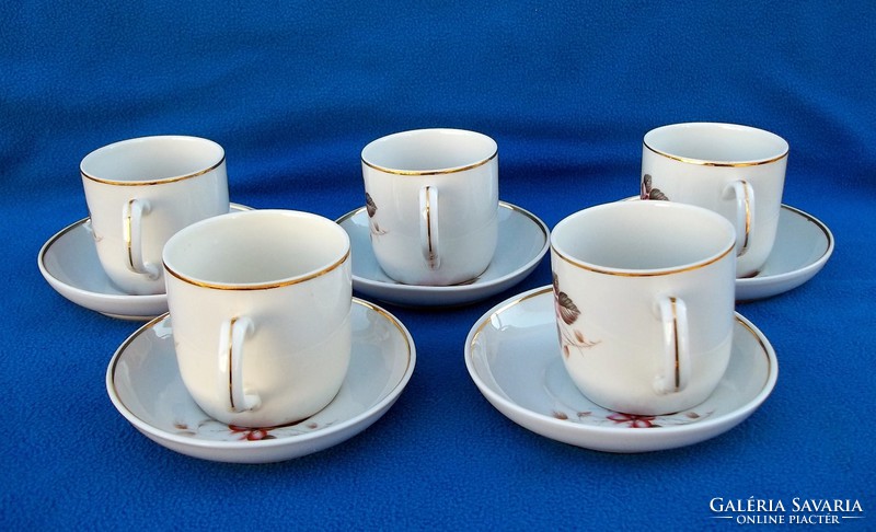 5 pcs raven house porcelain coffee cups + saucer