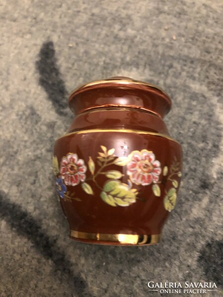 Brown ceramic cup, balm holder 5 cm high