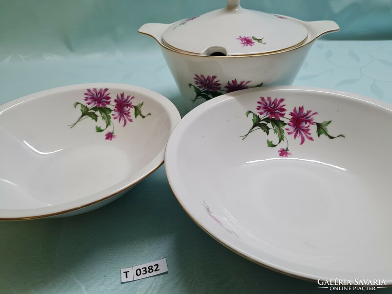 T0382 lowland flower pattern serving set 3 pcs. Soup bowl 27 cm, side dish 25 cm, side dish 23.5 cm