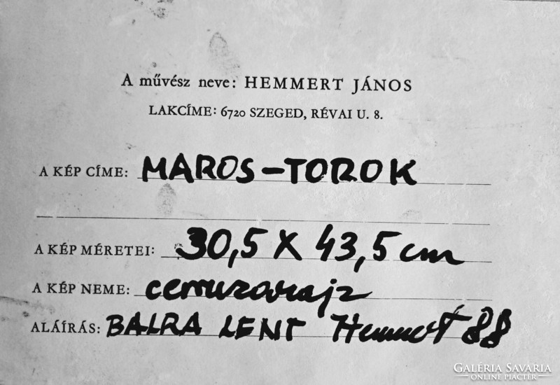 Hemmert János: MAROS-TOROK