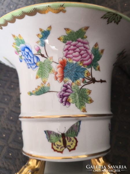 ANTIK Herendi, dúsan festett Victoria (Viktória) óriás körmös váza