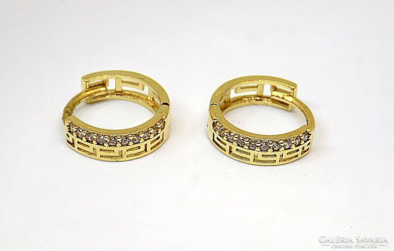 Gold hoop earrings with stones (zal-au105891)
