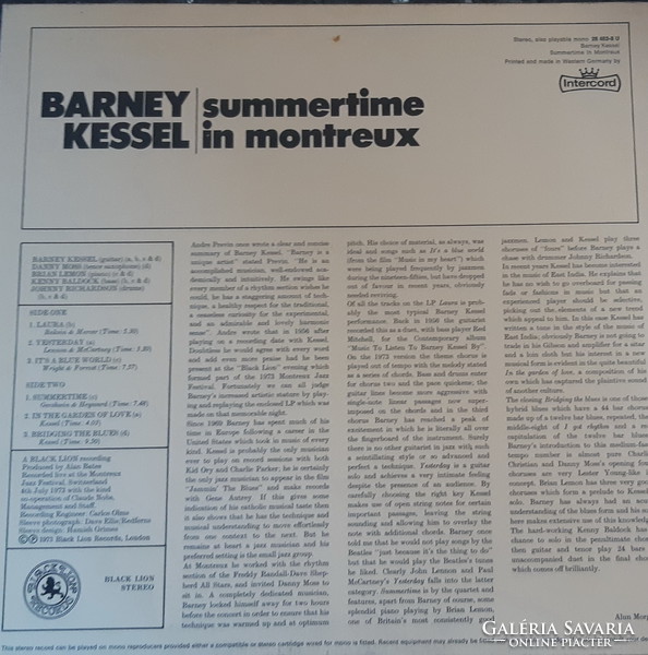 BARNEY KESSEL : SUMMERTIME IN MONTREUX    JAZZ  LP  BAKELIT LEMEZ   VINYL