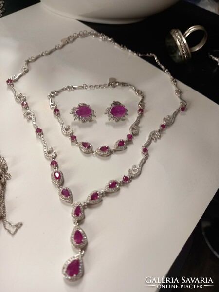 Silver set with rubies