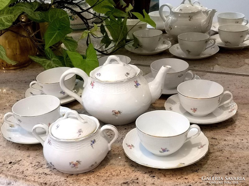 Gyönyörű Meissen, 6 személyes finom porcelán teás készlet