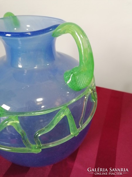 Design bay glass vase with a blue and green pattern