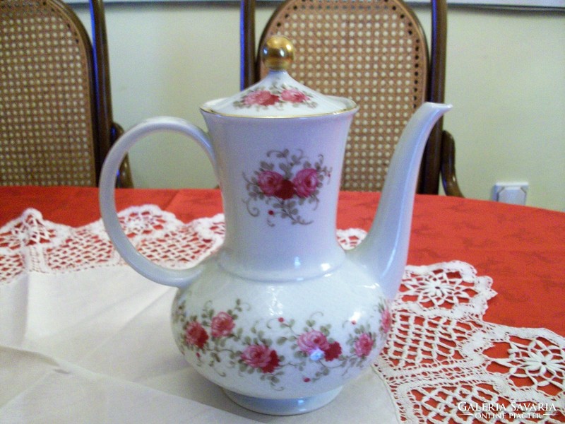 BAVARIA Porcelán teás/kávés kanna gyönyörű arany  szegéllyel és rózsamintával