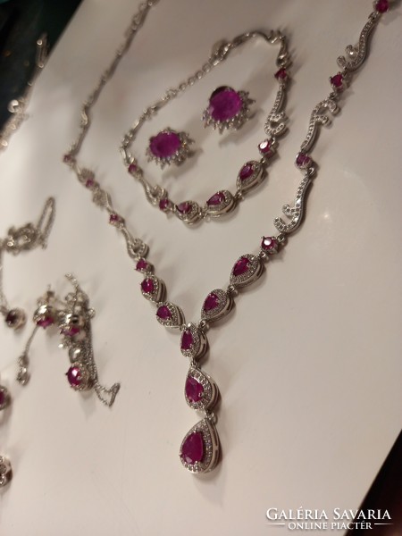 Silver set with rubies