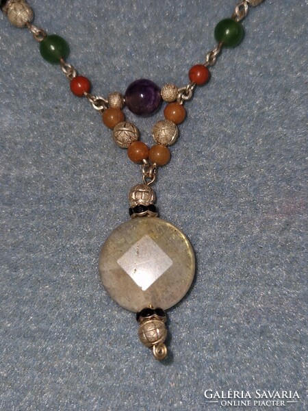 Labradorite and multi-chakra necklace with lots and lots of precious stones - lots and lots of handcrafted jewelry