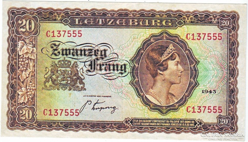 Luxemburg 20 frank 1943 REPLIKA