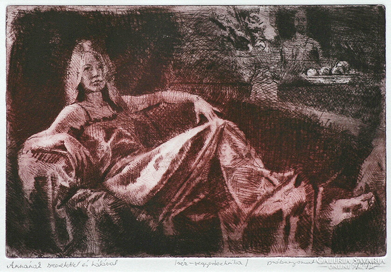 László Gulyás: for Ann - framed 30x40 cm - artwork 18x28 cm - 15/97c