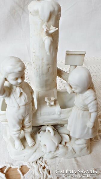 1879-1886.Grafenthal, 2 figures, figural vase, boy and girl, with a broken jar at the well.