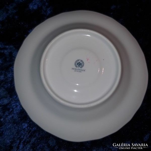 Hollóházi porcelán fehér tányér alj arany szegélyes 14cm