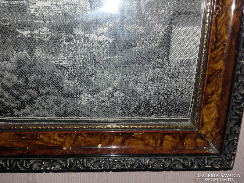 Antique ff woven silk picture in original rosewood frame - immaculate - 44 x 30 cm