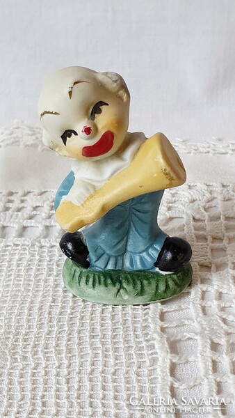 2 db. picike, Bisquit, német  porcelán bohóc figura.  kézzel festett.  7,5 cm.