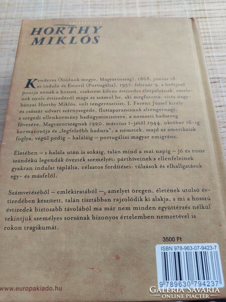 Miklós Horthy: my memoirs. HUF 2,500