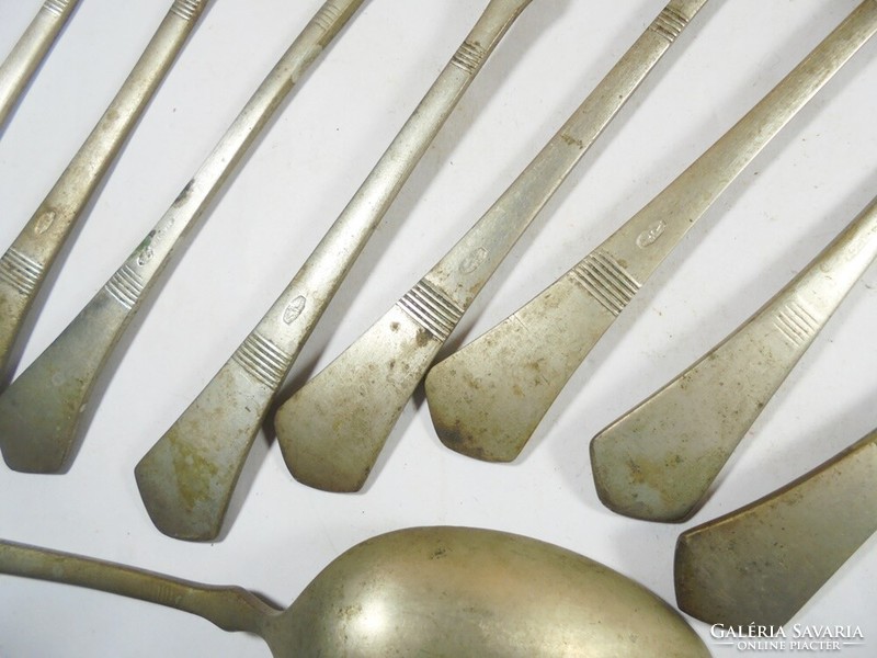 Antique marked cutlery 4 spoons 6 forks set tableware alpaca alpaca