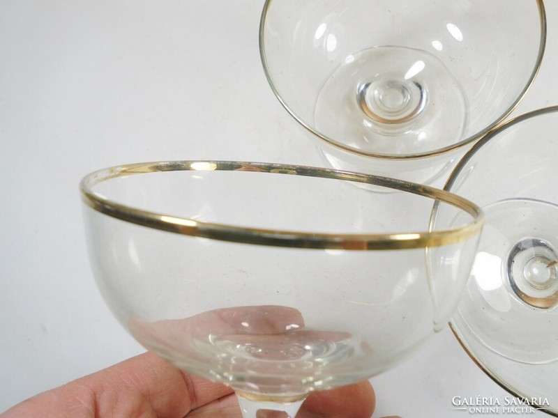 Retro üveg likőr likőrös pohár arany szegéllyel 3 db