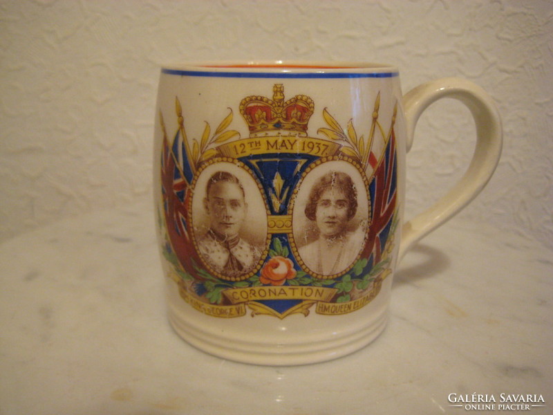 Angol királyi pár , VI. György és Qeen Elisabeth  1937 . régi emlék csésze