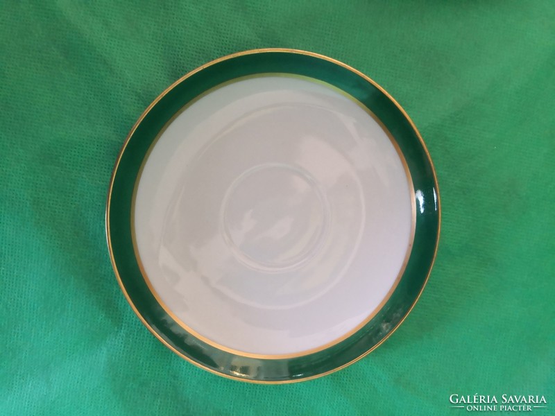 Antique Herend green-edged, gilded cup base, small plate - 4 pieces, made in 1940.