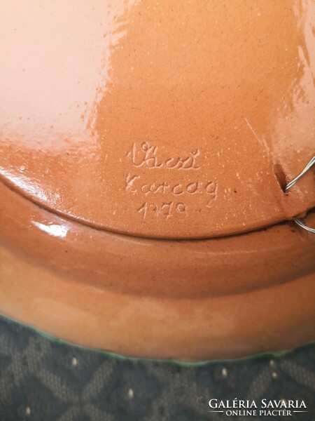 Karcagi beautiful, large ceramic bowl, Váczi, 1979.