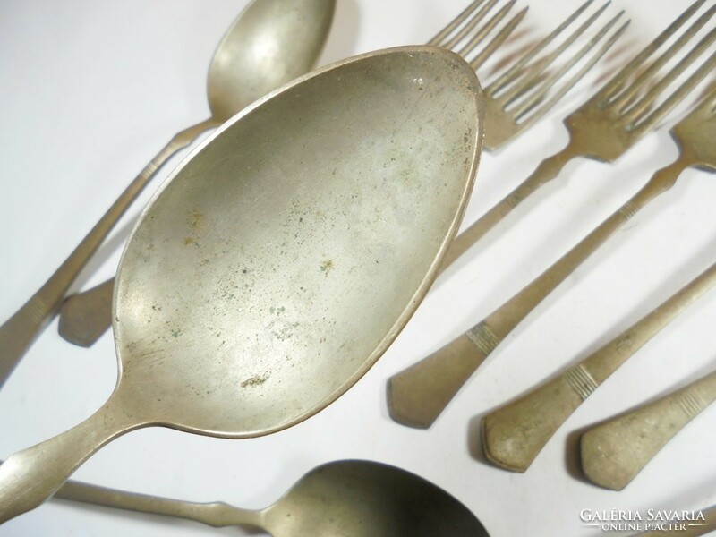 Antique marked cutlery 4 spoons 6 forks set tableware alpaca alpaca