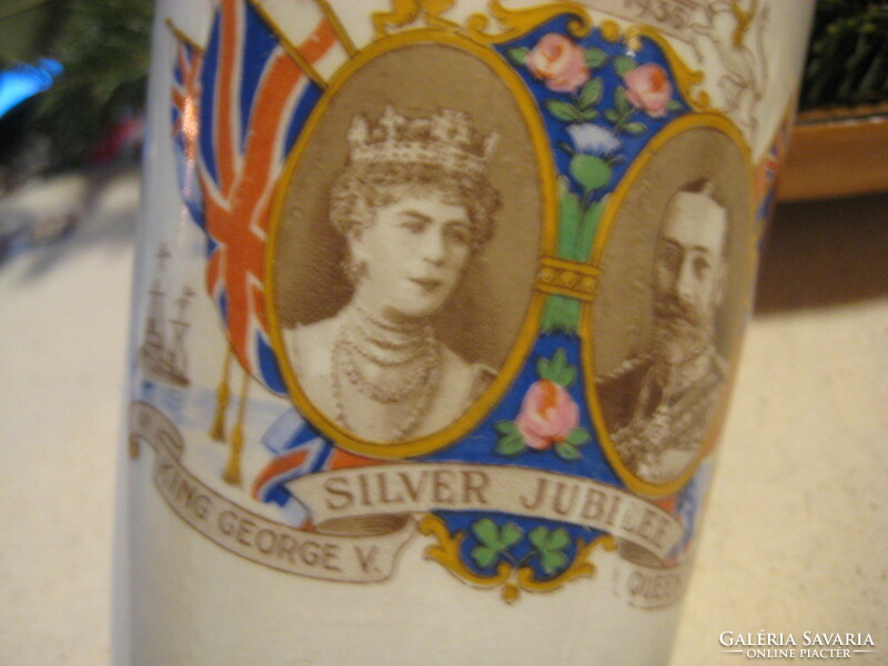 English royal couple, old souvenir cup, v. György and his wife qeen mary 7.8 x 10 cm